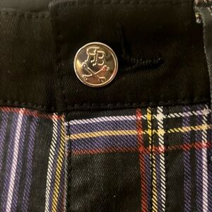 Rare early 2000s Royal Bones brand new side lace up jeans with plaid colors